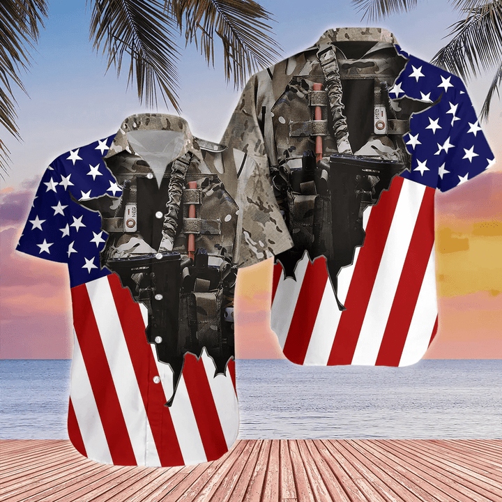 Us Army Uniform American Flag Patriotic - Hawaiian Shirt