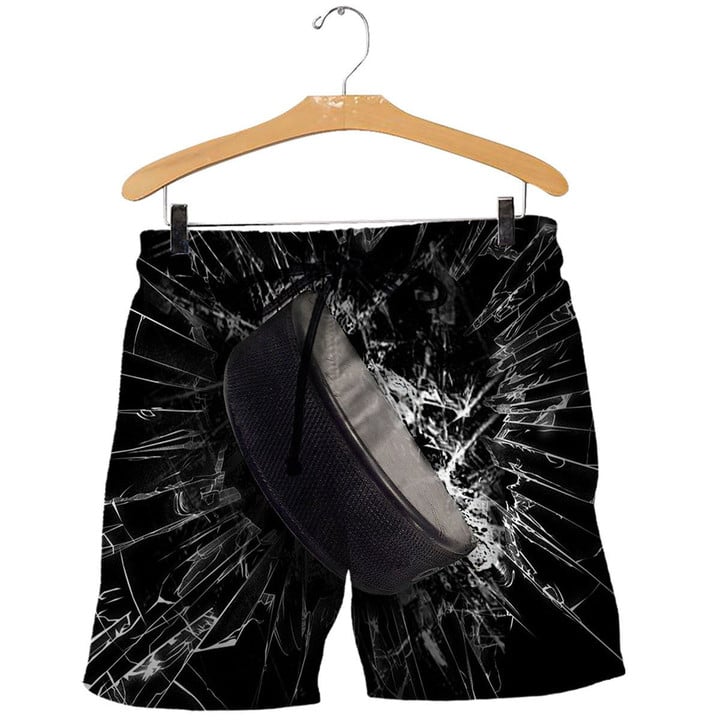 Black Hockey Break Glass - Beach Shorts