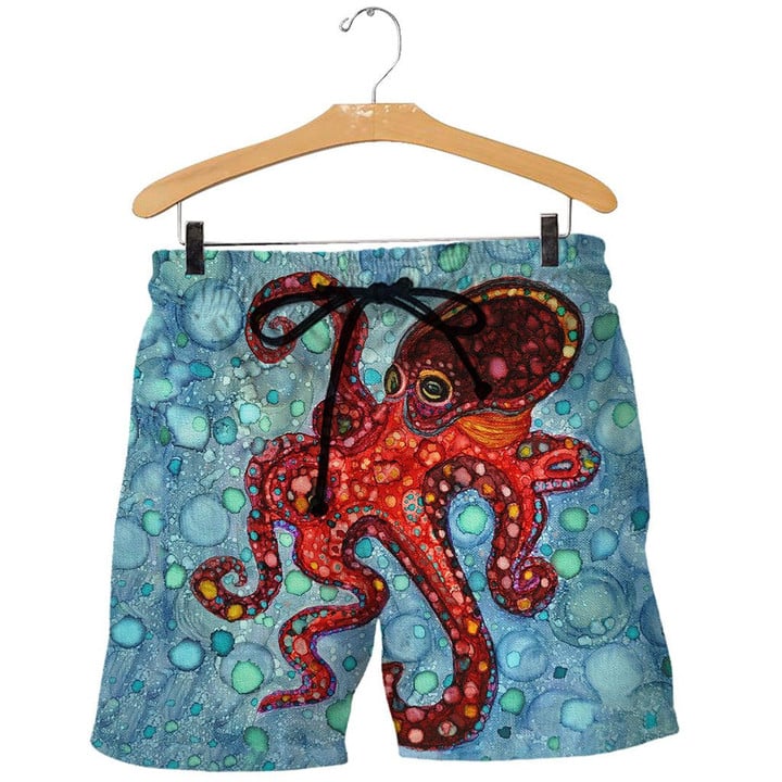 Octopus Blue Ocean Pattern - Beach Shorts