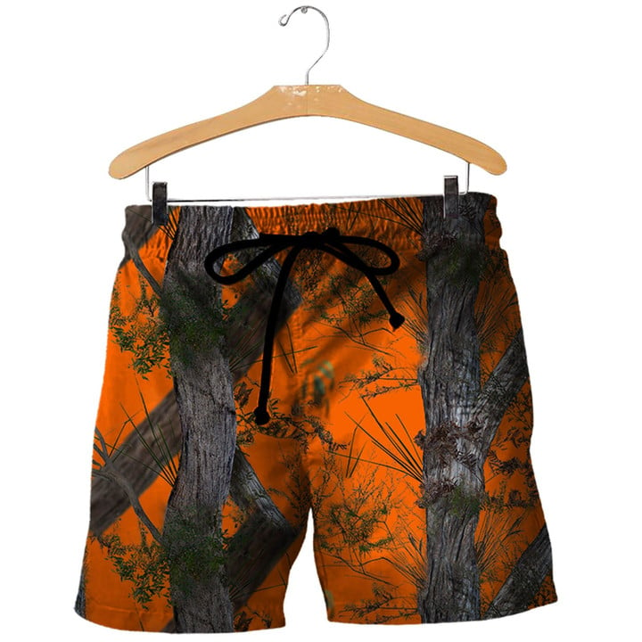 Orange Forest Pattern - Beach Shorts