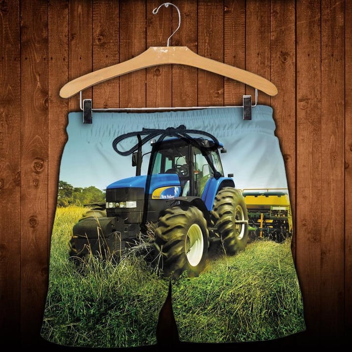 Born To Be A Farmer Blue Tractor - Beach Shorts