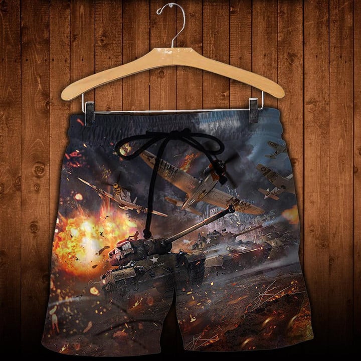 Combat Aircraft And Tank - Beach Shorts