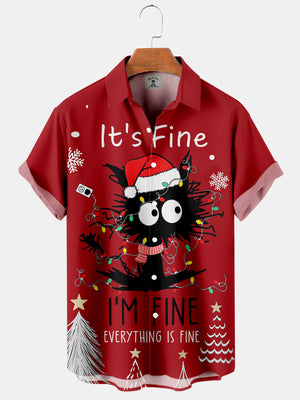 Christmas Crazy Cat It's Fine I'm Fine Everythings Is Fine - Hawaiian Shirt