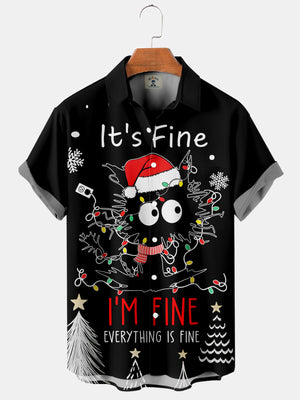 Christmas Crazy Cat It's Fine I'm Fine Everythings Is Fine - Hawaiian Shirt