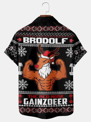 Christmas Fitness Muscle Elk - Hawaiian Shirt