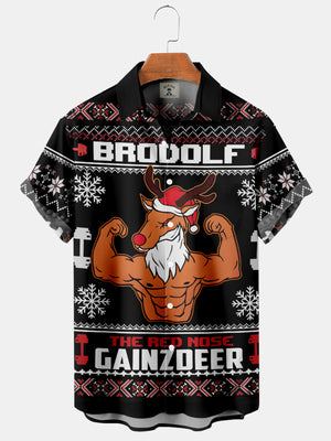 Christmas Fitness Muscle Elk - Hawaiian Shirt