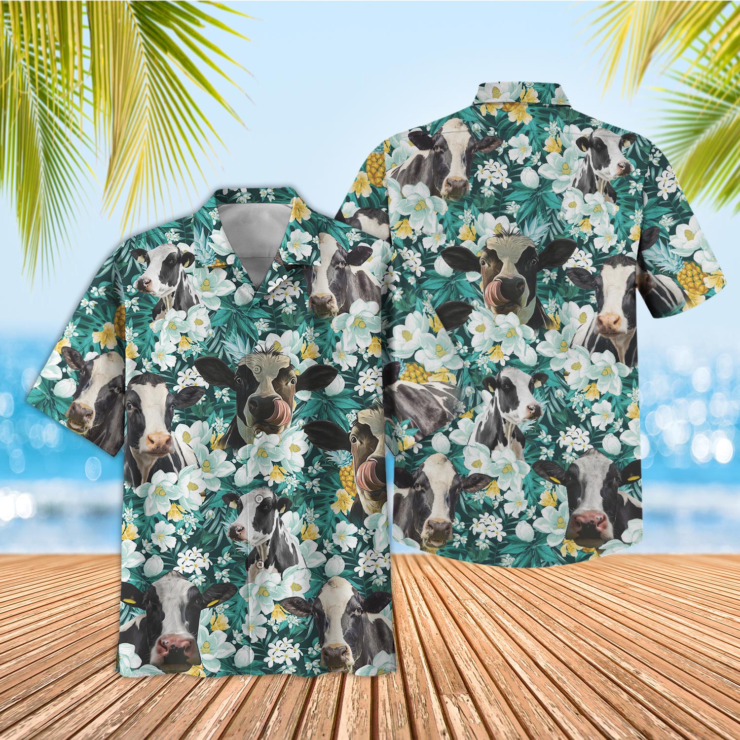 Unique Holstein Floral Blue Summer 3D - Hawaiian Shirt