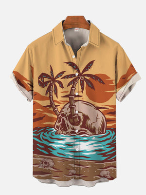 Vintage Skull Parasise Beach - Hawaiian Shirt