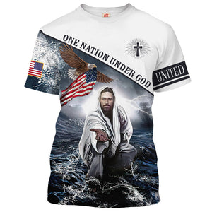 One Nation Under God Jesus Give His Hand T-shirt