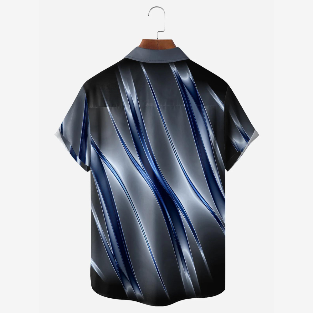 Blue Light Striped Gradient Pattern  - Hawaiian Shirt