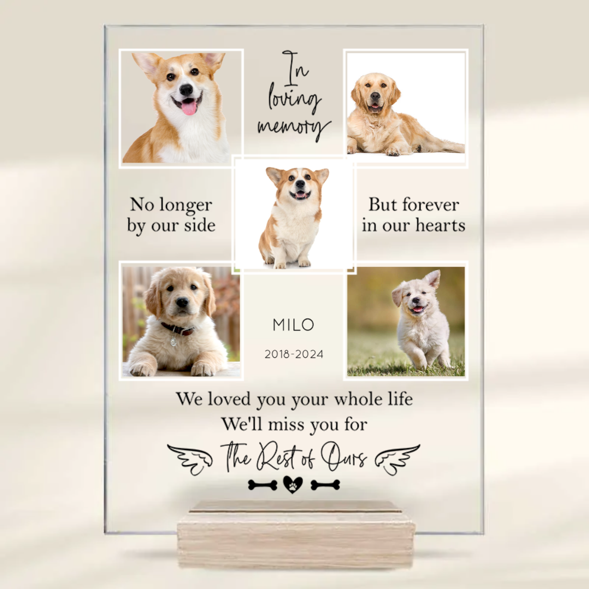 Custom Photo No Longer By Our Side But Forever In Our Hearts - Memorial Gift For Pet Lovers - Personalized Acrylic Plaque