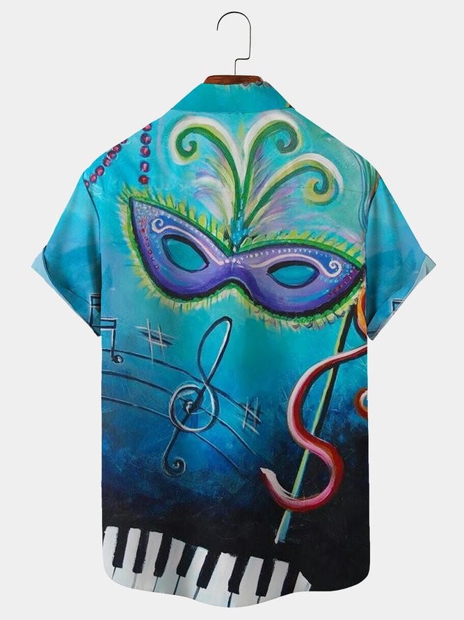 Mardi Gras Mask Carnival Art Mask Music Blue - Hawaiian Shirt