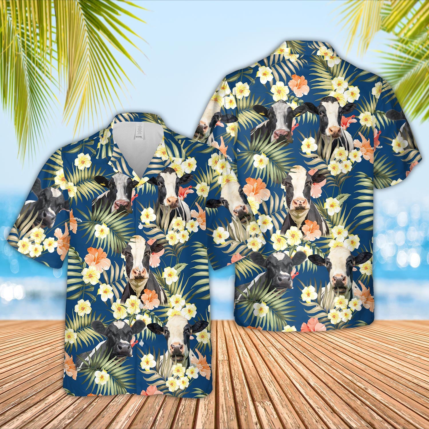 Unique Holstein Summer Blue Floral 3D - Hawaiian Shirt