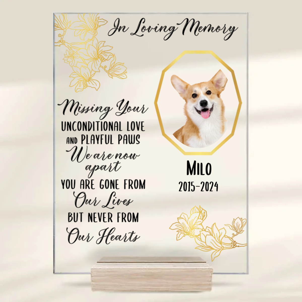 Custom Photo Missing You Unconditional Love And Playful Paws- Memorial Gift For Pet Lovers - Personalized Acrylic Plaque