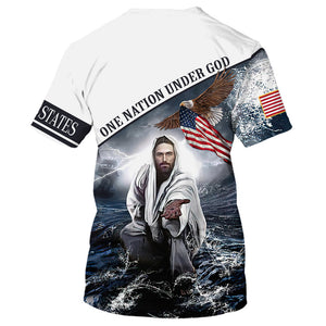 One Nation Under God Jesus Give His Hand T-shirt