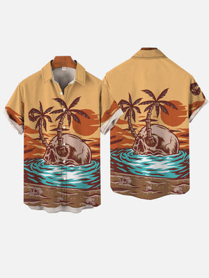 Vintage Skull Parasise Beach - Hawaiian Shirt