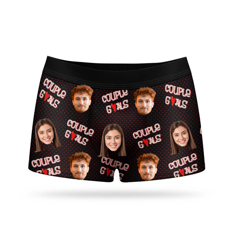 Custom Photo Couple Goals - Valentine Gift For Boyfriend, Husband - Personalized Men's Boxer Briefs