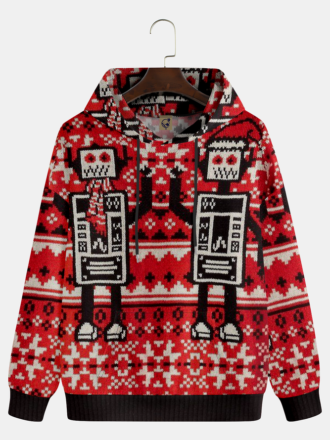 Christmas Robot Red Pattern - Hoodie