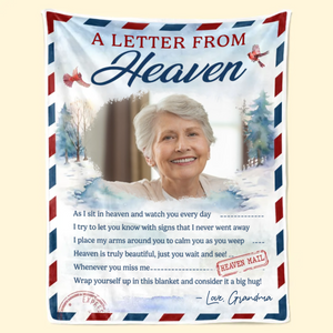 Custom Photo A Special Letter From Heaven - Memorial Gift For Family Members - Personalized Blanket