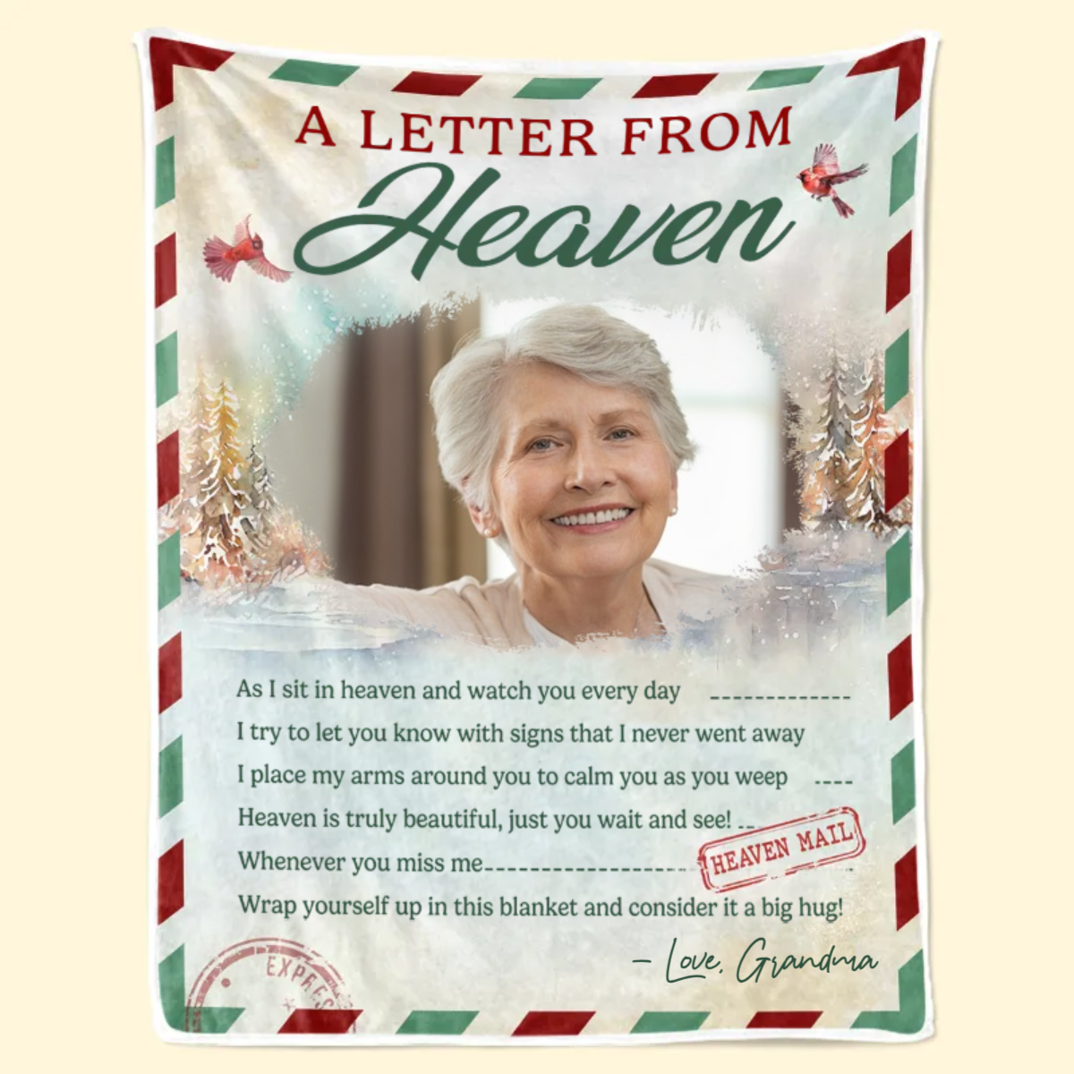 Custom Photo A Special Letter From Heaven - Memorial Gift For Family Members - Personalized Blanket