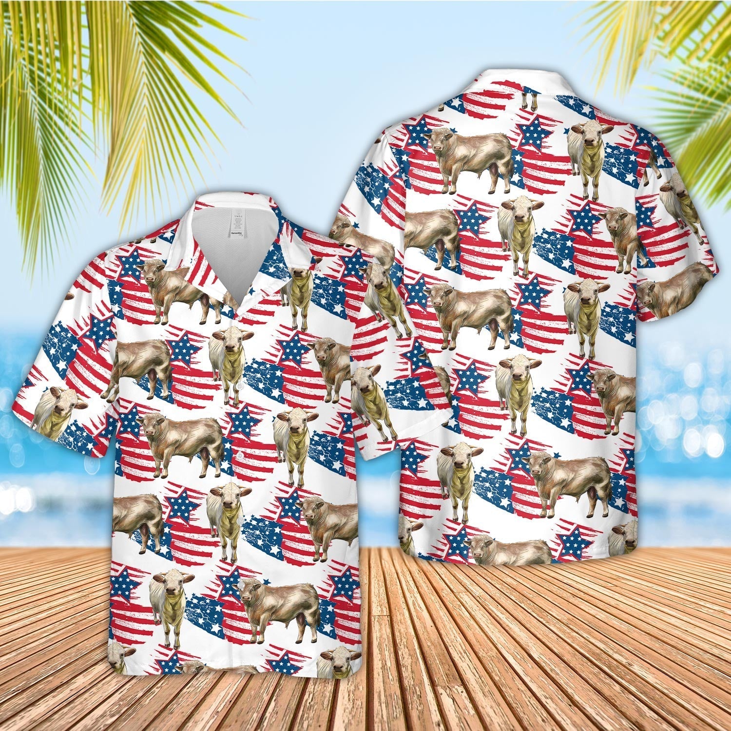 Unique Charolais Happy Flag 3D - Hawaiian Shirt