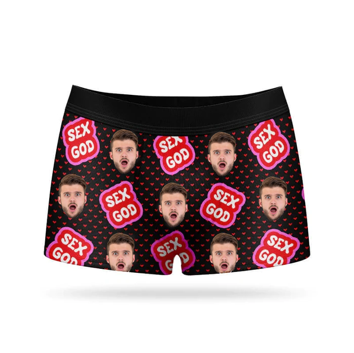 Custom Photo Sex God - Valentine Gift For Boyfriend, Husband - Personalized Men's Boxer Briefs