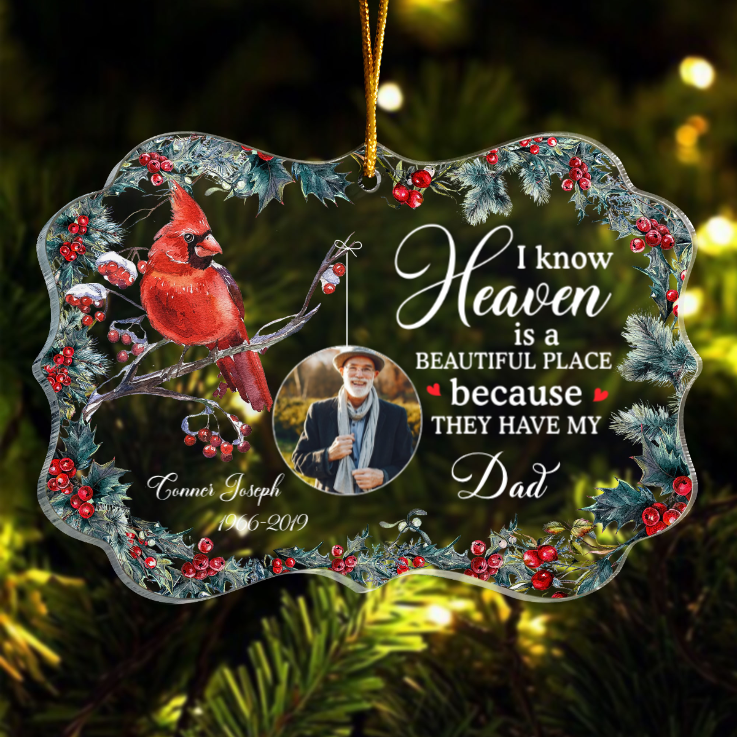 Custom Photo Heaven Is A Beautiful Place - Memorial Gift For Family - Personalized Acrylic Ornament