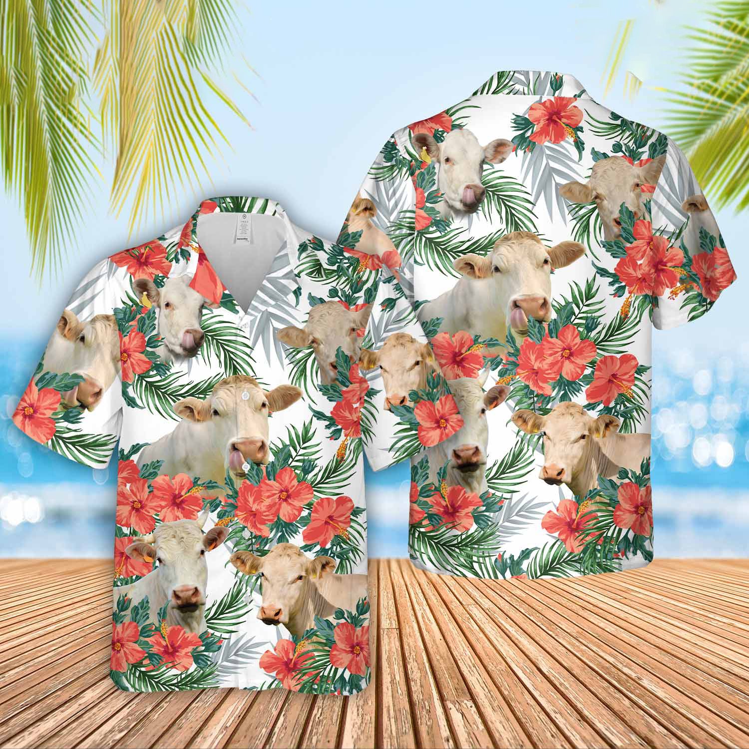 Unique Charolais Hawaiian Flowers - Hawaiian Shirt