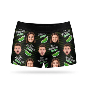 Custom Photo You Tickle My Pickle  - Valentine Gift For Boyfriend, Husband - Personalized Men's Boxer Briefs