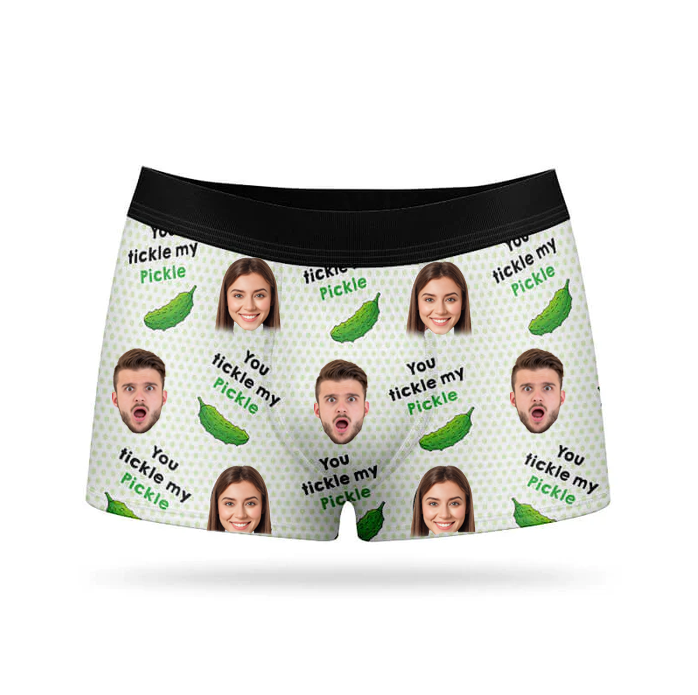 Custom Photo You Tickle My Pickle  - Valentine Gift For Boyfriend, Husband - Personalized Men's Boxer Briefs