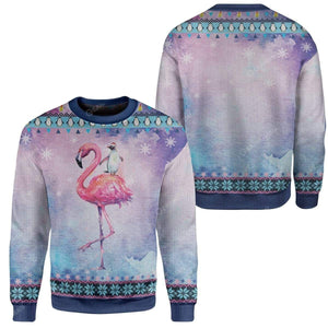 Ugly Penguin Riding Flamingo Christmas Kid T-shirt