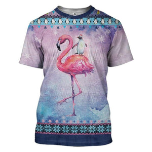 Ugly Penguin Riding Flamingo Christmas Kid T-shirt