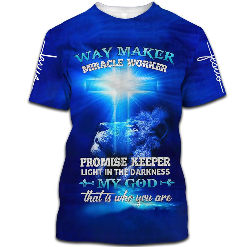 Jesus Way Maker Miracle Worker Lion - 3D Tshirt