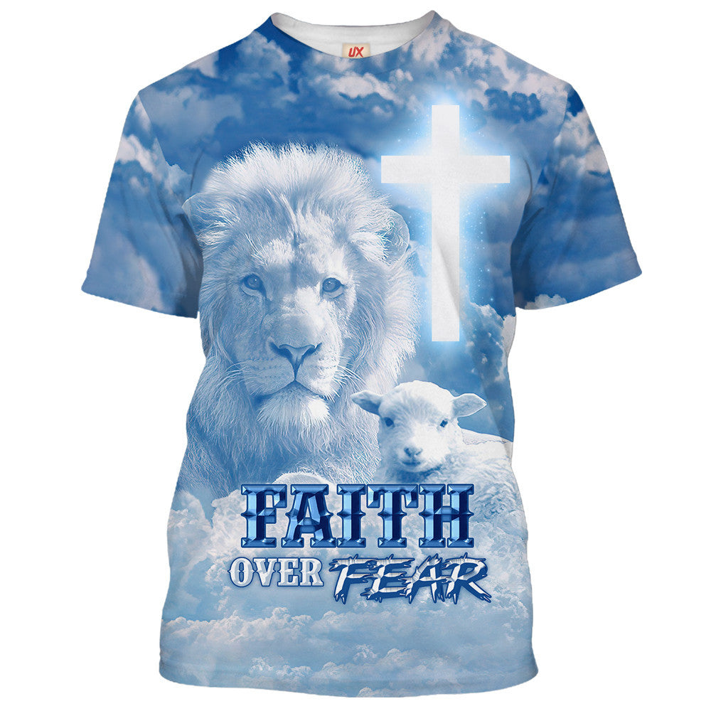 Faith Over Fear Lion And Goat T-shirt For Men