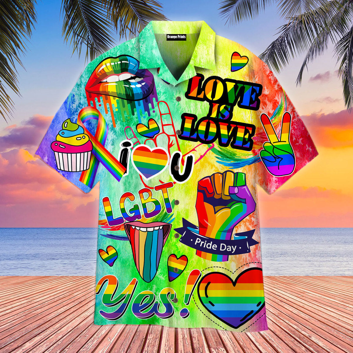 Love Is Love Yes LGBT Month Pride Day - Hawaiian Shirt