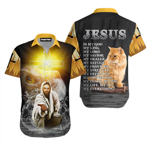 Jesus And Cat My Everything Aloha - Hawaiian Shirt