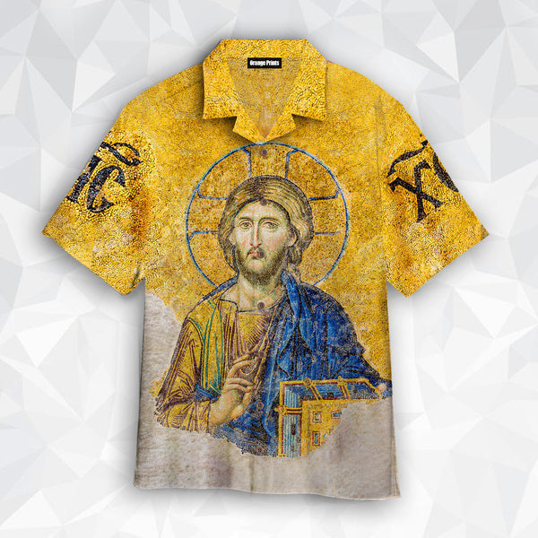 Christian Orthodox Jesus Gold Hawaiian Shirts For Men Women