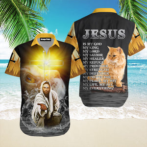 Jesus And Cat My Everything Aloha - Hawaiian Shirt