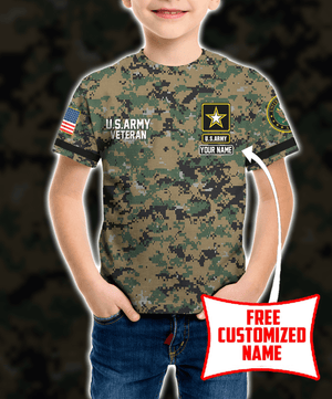 Personalized Custom Name 3D US Army Veteran Ver1 Kid T-shirt QT301176