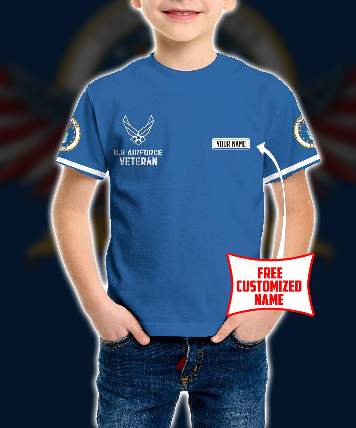 Personalized Custom Name 3D US Airforce Veteran Ver2 Kid T-shirt QT302055