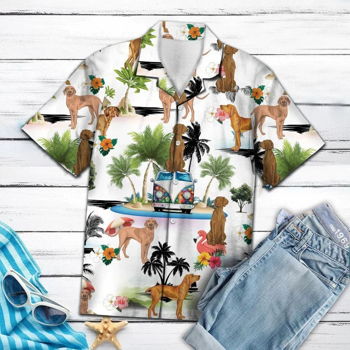 Happy Vizsla Dog Group Enjoy The Vacation - Gift For Dog Lovers - Hawaiian Shirt