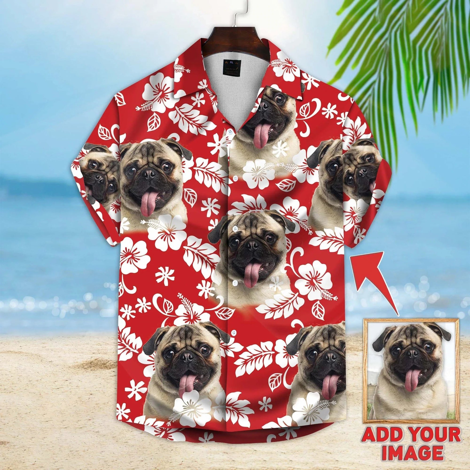 Custom Photo Face Floral Red Version - Gift For Pet Lovers - Personalized Hawaiian Shirt