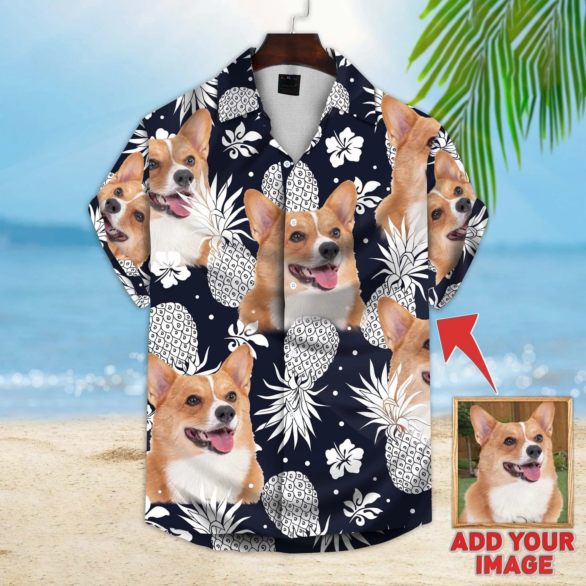 Custom Photo Cute Dog And White Pineapple - Gift For Pet Lovers - Personalized Hawaiian Shirt