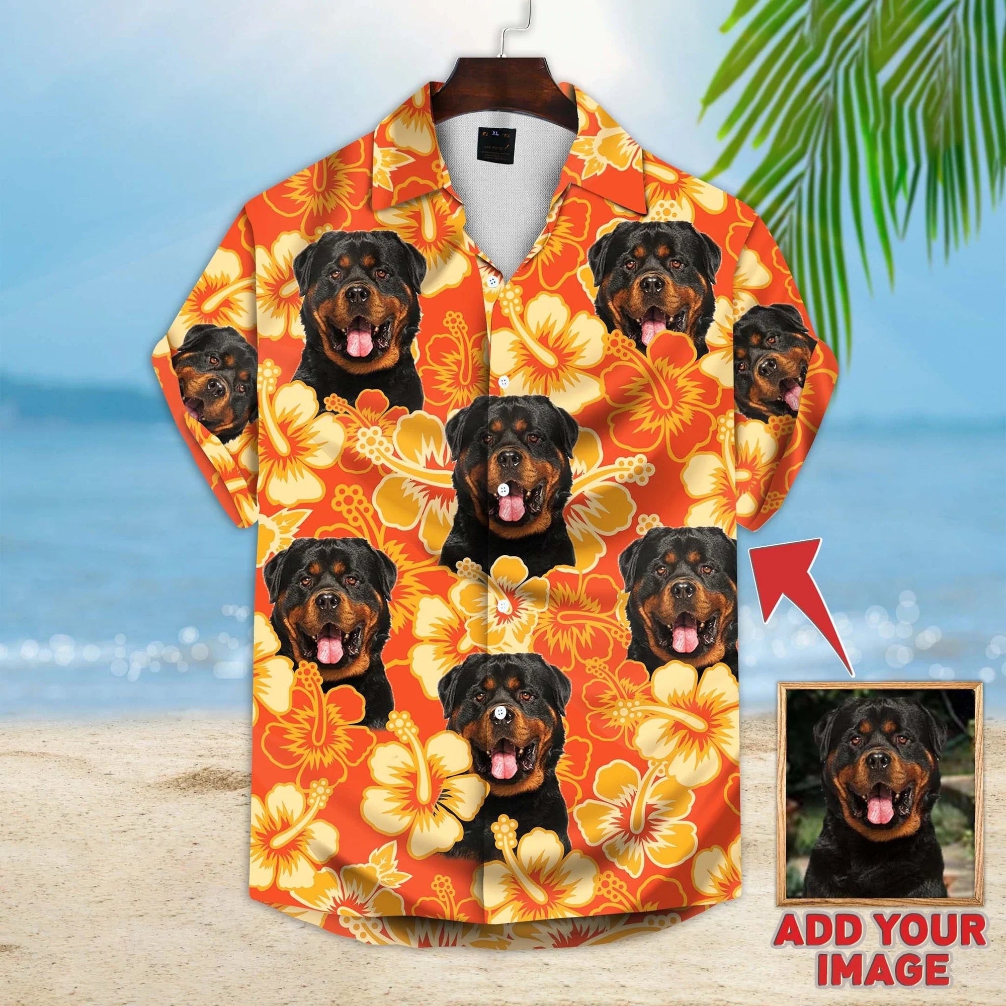 Custom Photo Cute Dog And Orange Flowers - Gift For Pet Lovers - Personalized Hawaiian Shirt