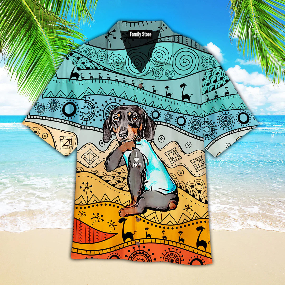 Dachshund Dog Loves Mom - Gift For Dog Lovers - Hawaiian Shirt