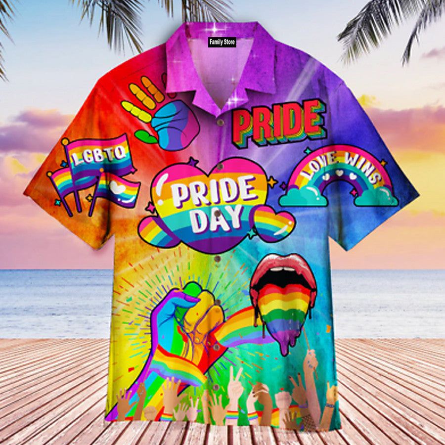 Love Pride LGBT Hand And Lip - Hawaiian Shirt