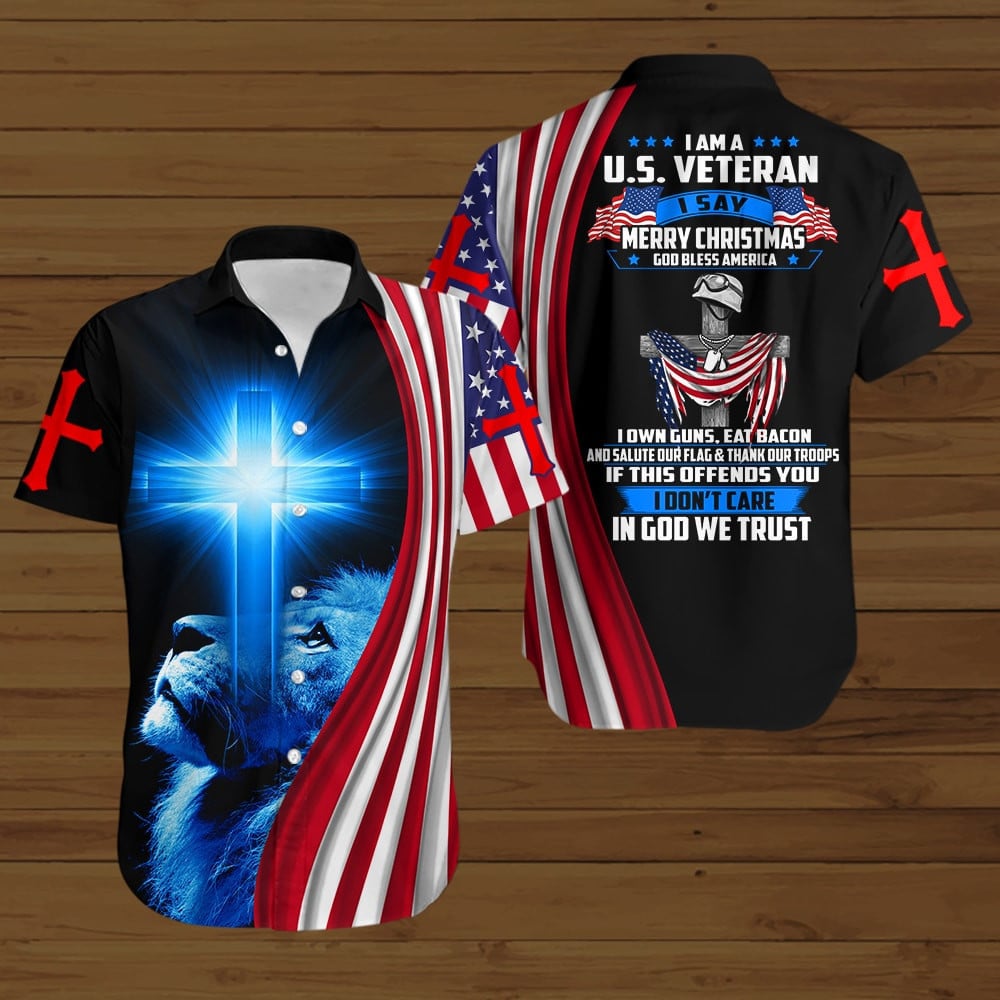 I Am Veteran Merry Christmas God Bless America Summer - Hawaiian Shirt