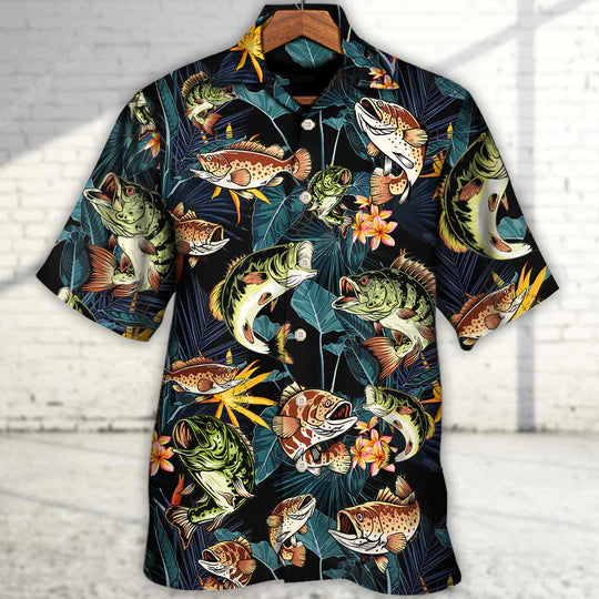 Fishing Born To Fish Forced To Work Tropical Vibe - Hawaiian Shirt