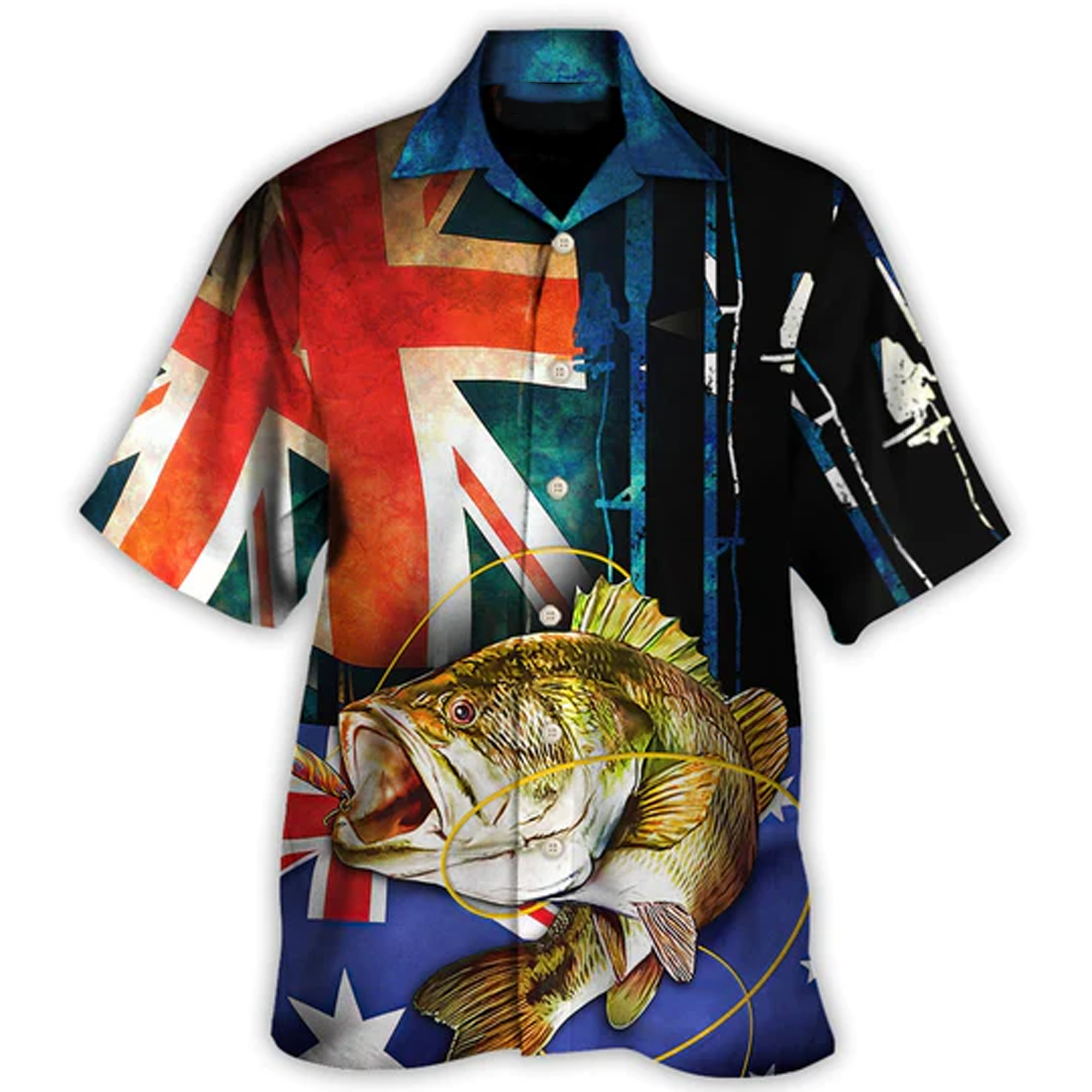 Fishing I Love Fishing Australia Flag Vintage - Hawaiian Shirt