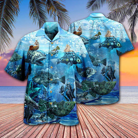 Fishing Ocean Undersea Steampunk Fish - Hawaiian Shirt